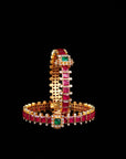 SILVER RUBY STONES BANGLES