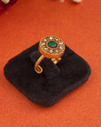 GREEN STONE KUNDAN RING