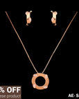 SILVER ROSE GOLD FOAM CIRCLE EARRING WITH NECK CHAIN