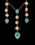 GREEN TRENDY DROPS PARTY NECKLACE