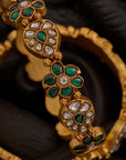 GREEN STONE FLORAL BANGLES