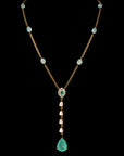 SILVER Y-NECKLACE WITH GREEN STONE