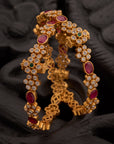 RED STONE FLORAL BANGLES