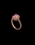 SILVER ROSE GOLD PINK STONE RING