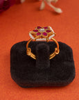 FLORAL KUNDAN PEARL RING