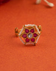 FLORAL KUNDAN PEARL RING