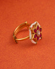 FLORAL KUNDAN PEARL RING