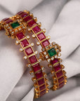 SILVER RUBY STONES BANGLES