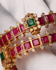 SILVER RUBY STONES BANGLES