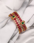 SILVER RUBY STONES BANGLES