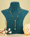 SILVER Y-NECKLACE WITH GREEN STONE