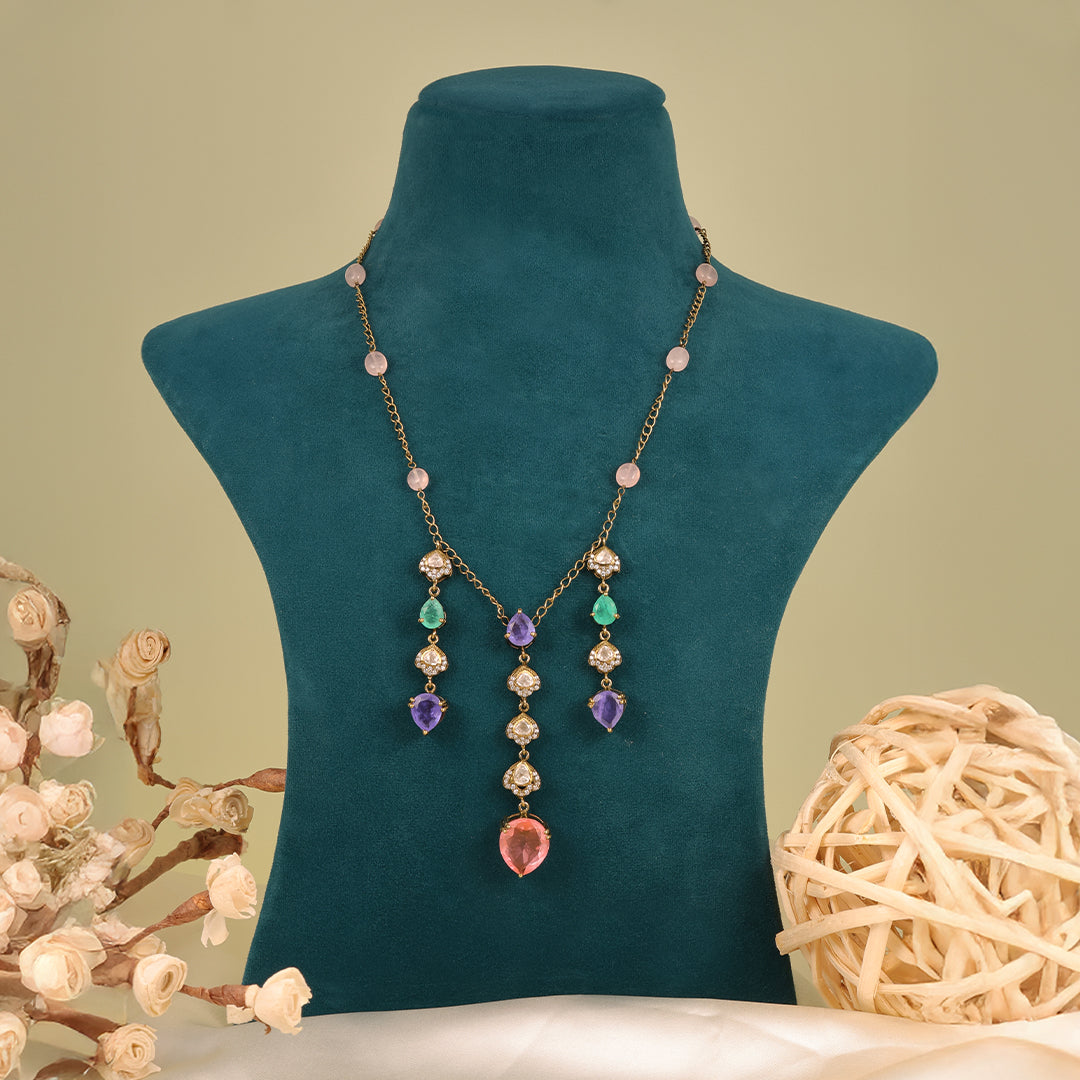 PURPLE TRENDY DROPS PARTY NECKLACE