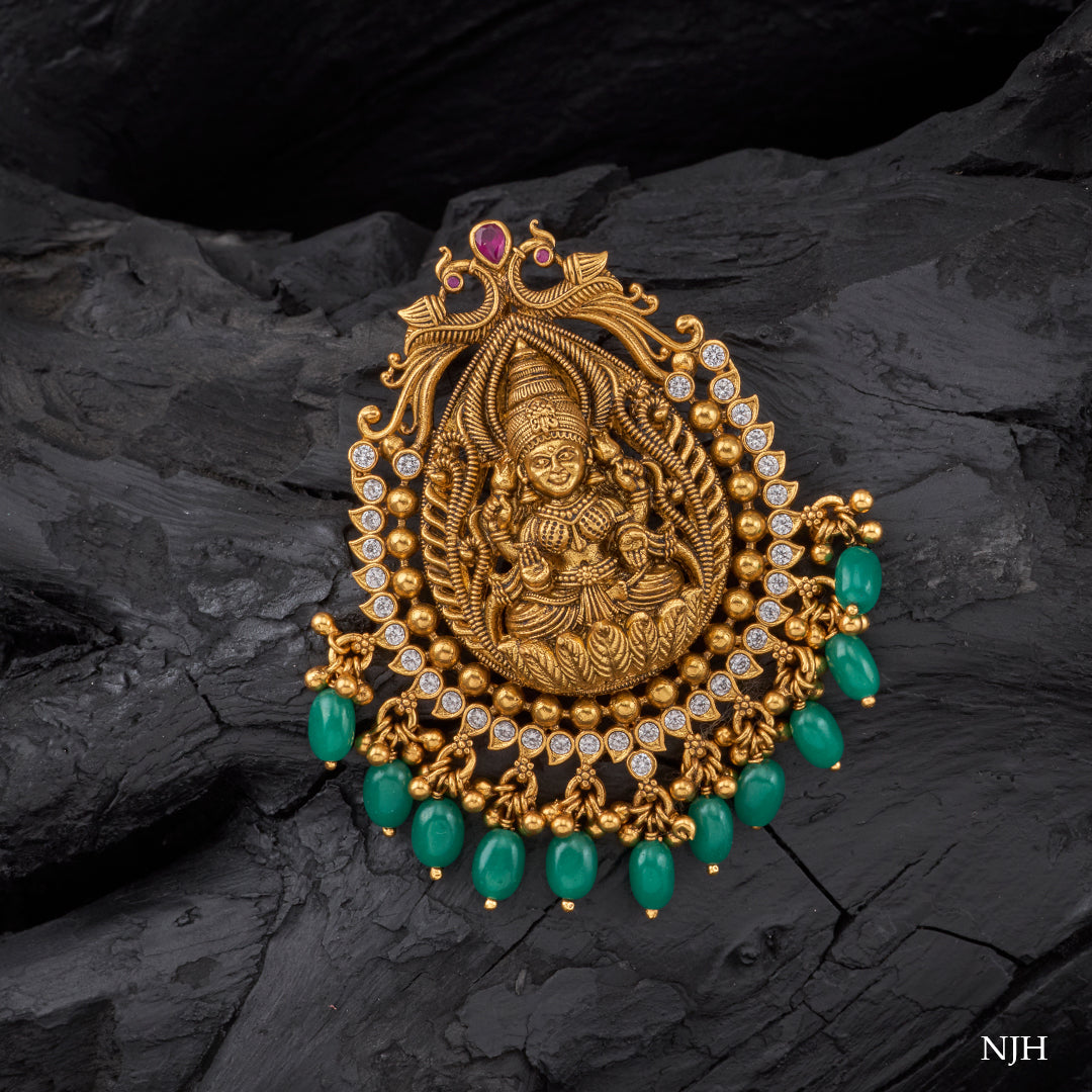 LAKSHMI PENDANT WITH GREEN DROPS