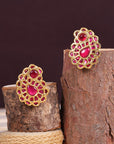 RED STONE VINTAGE EARRINGS