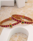 RED SQUARE STONE BANGLES