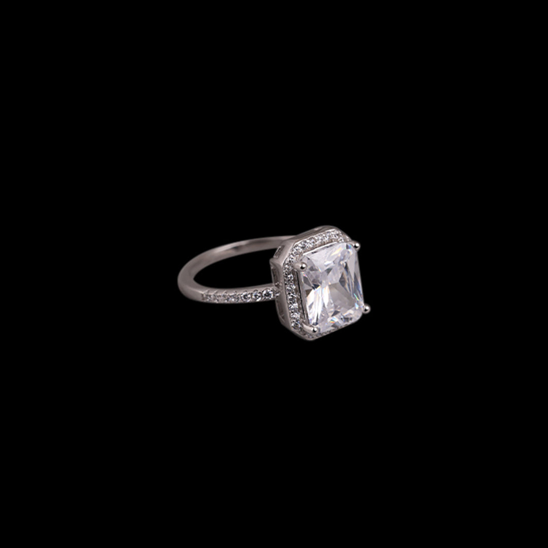 SILVER WHITE STONE RING