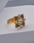 KUNDAN GREEN STONE RING