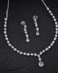 PINK PEAR CZ NECKLACE SET