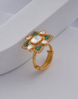 KUNDAN GREEN STONE RING