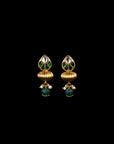 SILVER GREEN STONE EARRINGS