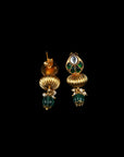 SILVER GREEN STONE EARRINGS