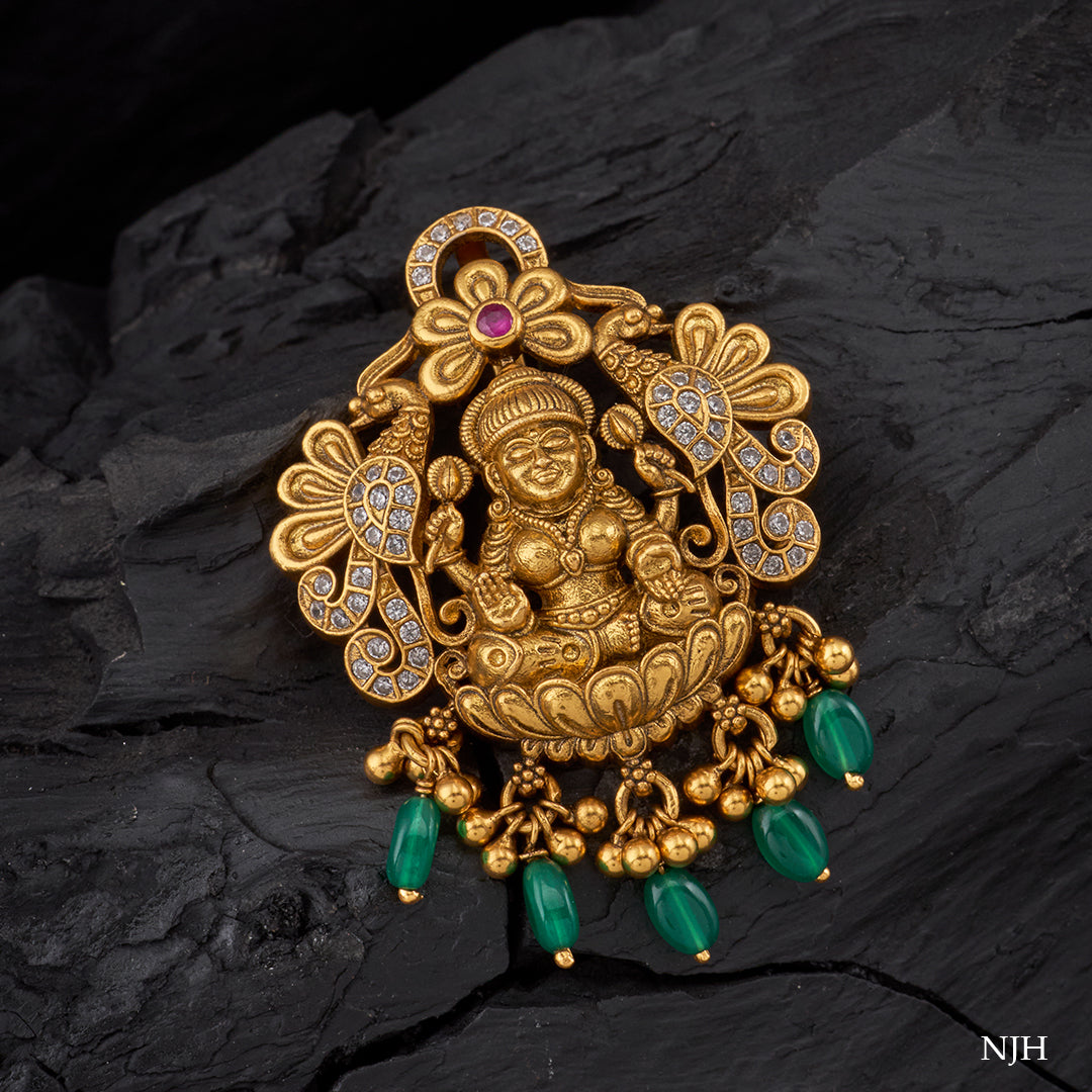 PEACOCK MOTIF LAKSHMI PENDANT