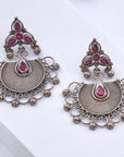 OXIDISED HALF MOON EARRINGS