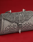 LUXURY OXIDISED SILVER CLUTCH