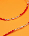 RED BEADS SILVER ANKLETS
