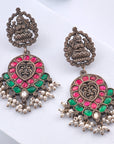 TEMPLE STYLE OXIDISED EARRINGS