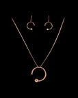 SILVER ROSE GOLD HALF MOON EARRINGS WITH NECK CHAIN