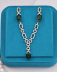 SILVER PARTY WEAR EARRINGS WITH NECK CHAIN