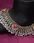DUAL TONE SILVER BEADS ANKLETS