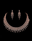 ROSE GOLD ZIRCON NECKLACE WITH EARRINGS.