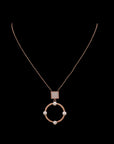 SILVER ROSE GOLD PEARL CIRCLE EARRINGS WITH NECKCHAIN