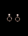SILVER ROSE GOLD PEARL CIRCLE EARRINGS WITH NECKCHAIN