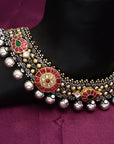 PINK FLORAL DUAL TONE ANKLETS