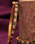 GREEN STONE KUNDAN BANGLES