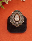 ROYAL TEARDROP POLKI KUNDAN RING