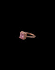 SILVER ROSE GOLD PINK STONE RING