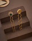 EMERALD CIRCLE FLOWER PIN