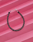 SILVER KID'S BLACK BEADS ANKLET