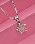 SILVER PINK FLORAL PENDANT