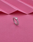 WHITE CUBIC CUT STONE SILVER RING