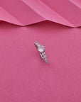 WHITE CUBIC CUT STONE SILVER RING