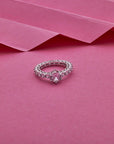 WHITE CUBIC CUT STONE SILVER RING