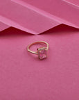 SILVER ROSE GOLD PINK STONE RING