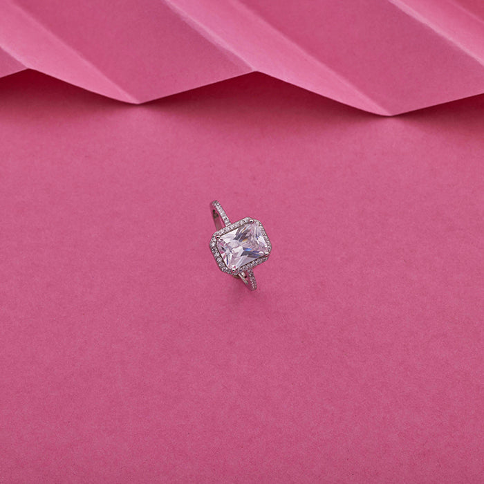 SILVER WHITE STONE RING