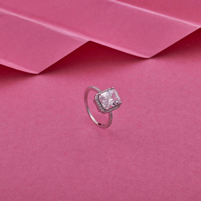 SILVER WHITE STONE RING