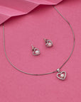 MINI HEART EARRING WITH NECKCHAIN